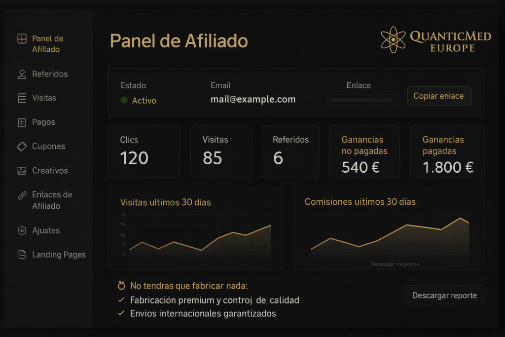 Gana comisiones más altas vendiendo innovación real: afiliados de QuanticMed Europe