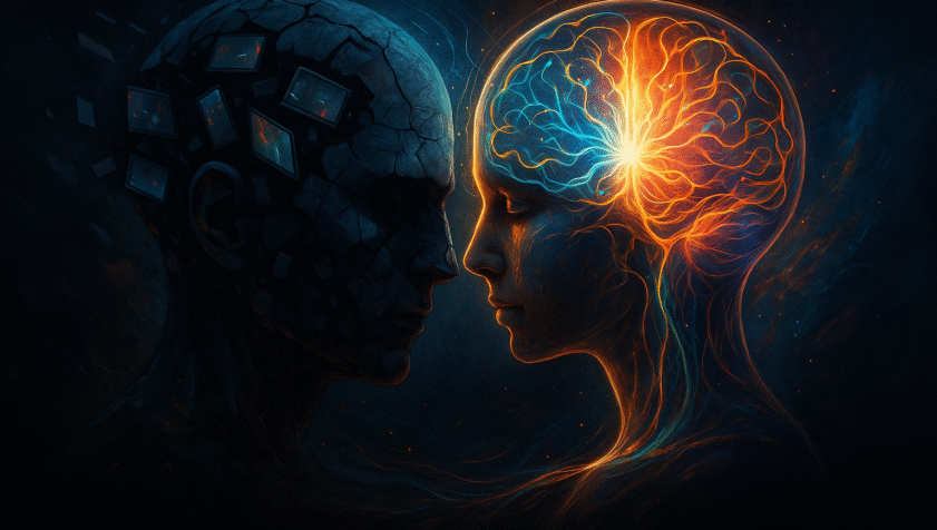 🧠 Hiperfragmentación de la Atención, Desconexión de Hemisferios y la Era de la IA Persuasiva